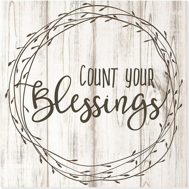 Count Your Blessings Rustic Wood Wall Sign 12x18